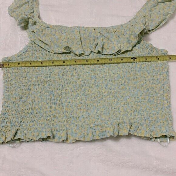 Pink Rose Floral Gypsy Crop Top Green Juniors Large - Picture 6 of 7